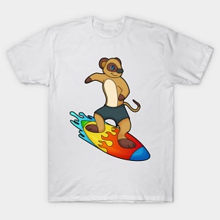 Meerkat as Surfer with Surfboard T-Shirt